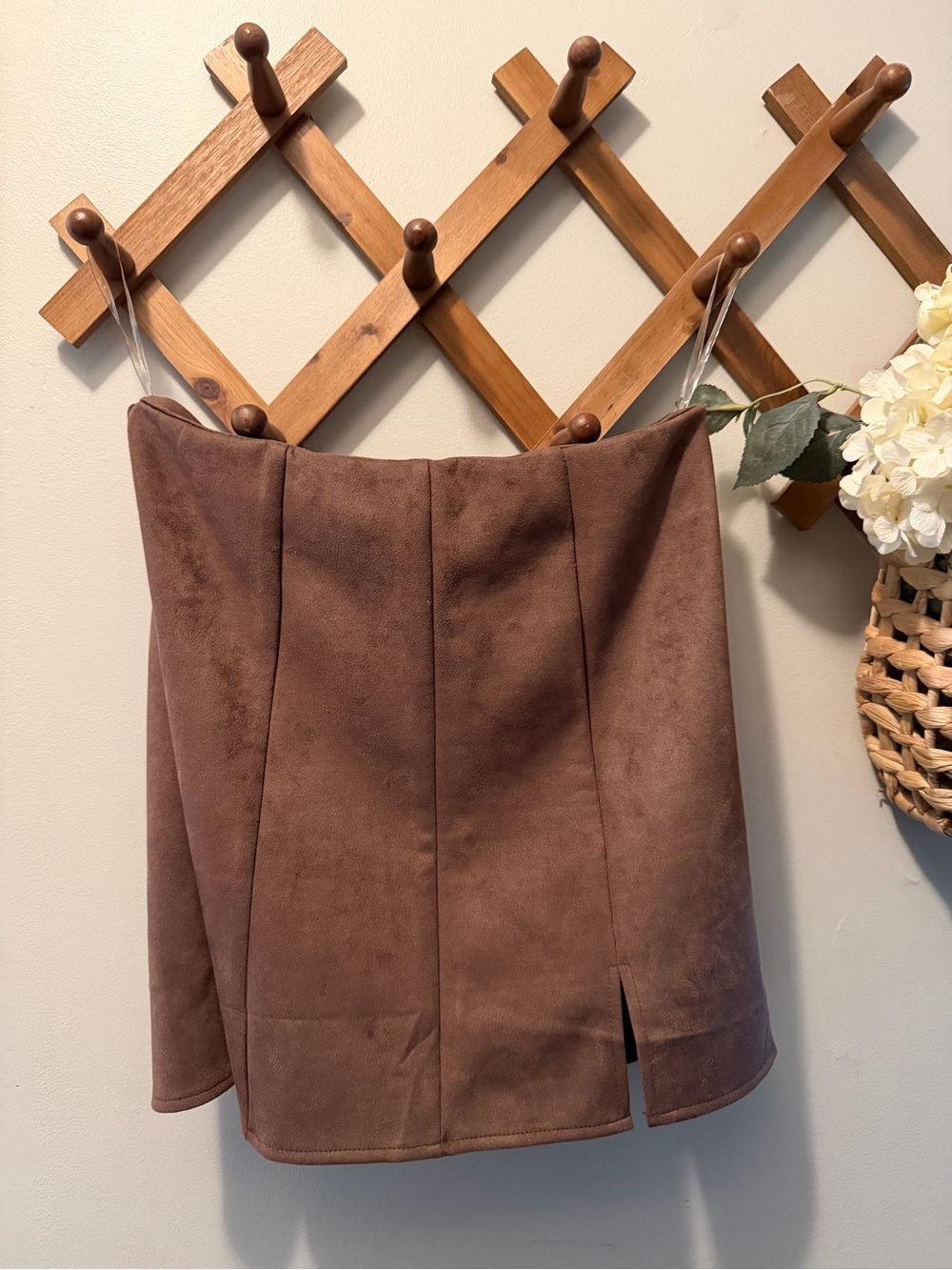 Altar'd State Brown Faux Suede Mini Skirt